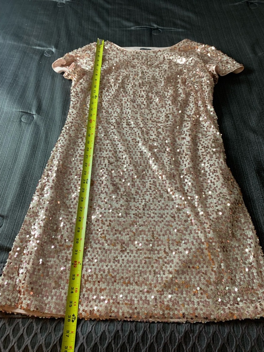 New Vince Camuto Sequin Shift Mini Dress Rose Gold - Picture 11 of 11